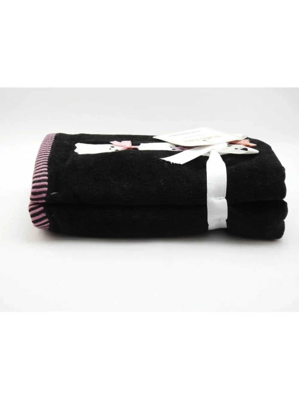 Truly Lou Halloween Hand Towels Set 2 Black Pink Ghost Bow Spooky Cute NWT